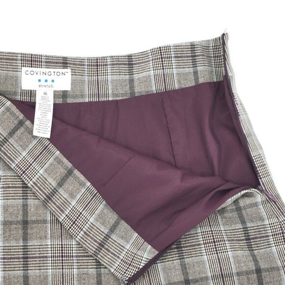 Covington Knee Length Skirt Women Size 16 Plaid Houndstooth Academia Twee Preppy - Picture 4 of 8